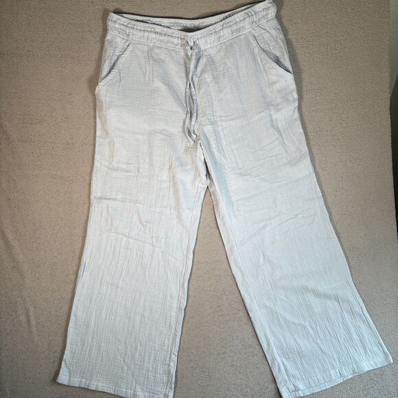 Mountain And Isles Plus Size 1X Light Blue Elastic Waist Gauze Women’s Pants - Picture 1 of 11